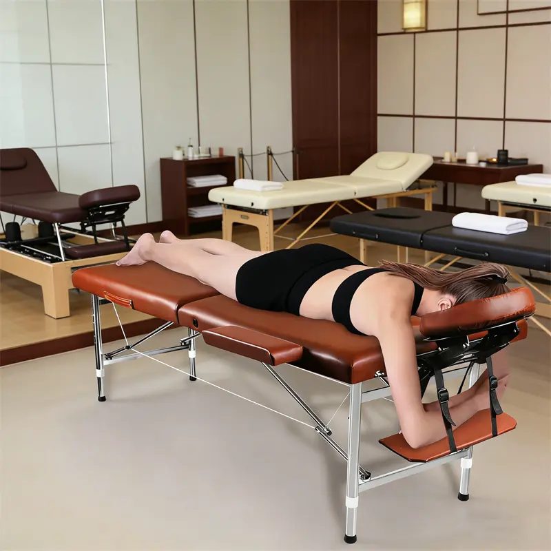 Lightweight Aluminum Portable Fold Massage Table - Spa Salon Equipment, Salon Furniture, Esthetician Bed for Home Use, Folds Compactly, 551 lbs Weight Capacity, 8-Level Height Adjustment