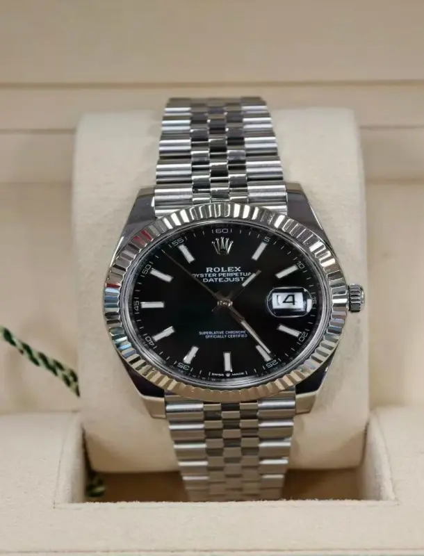 ‮ XELOR  ‬Datejust 41mm Fluted Bezel Jubilee Bracelet Black Dial Automatic Men Watch