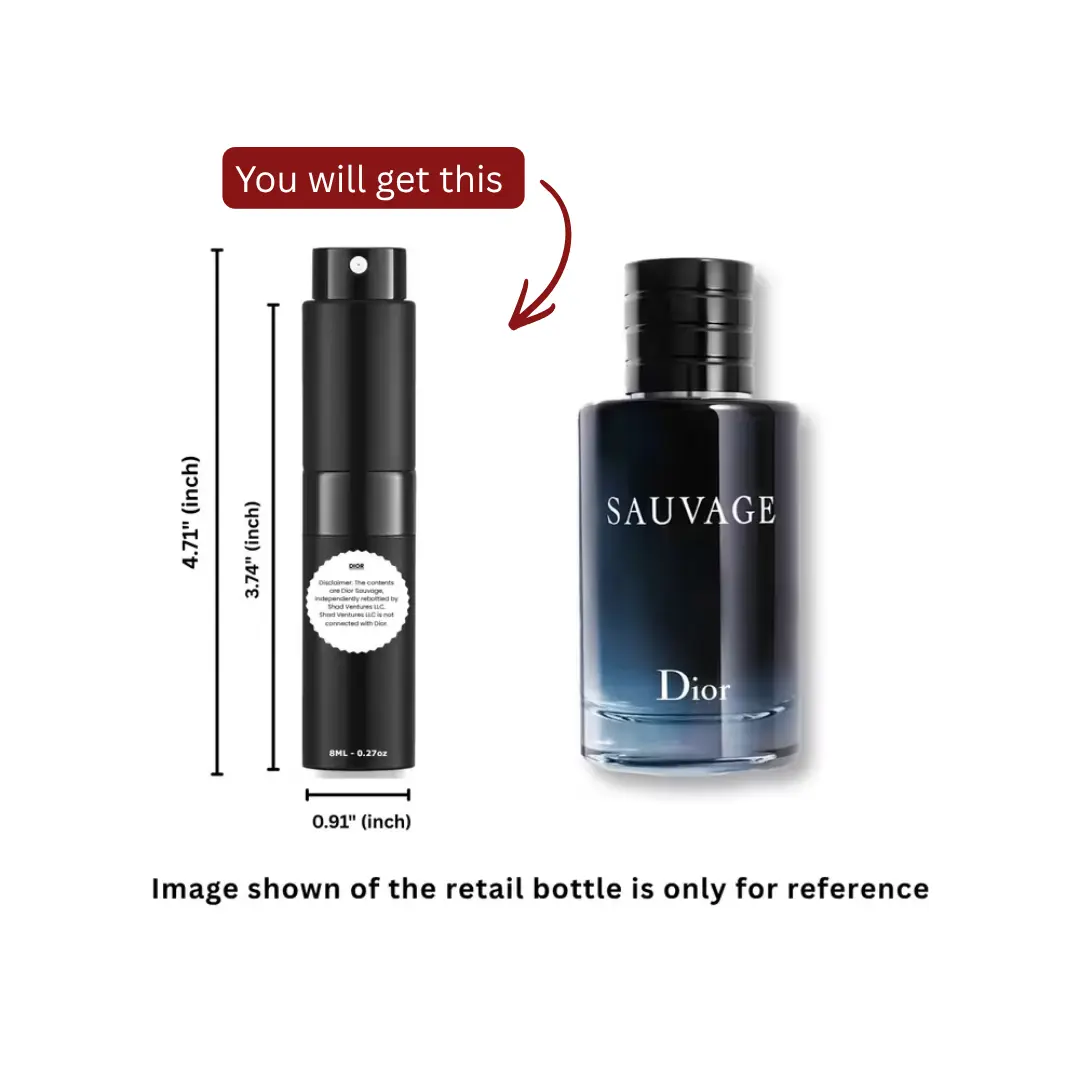 Dior Sauvage Eau de Toilette Men 8ml / 0.27oz – 100% Original Authentic Decanted Perfume Spray Dior Sauvage Eau de Toilette Men 8ml / 0.27oz – 100% Original Authentic Decanted Perfume Spray