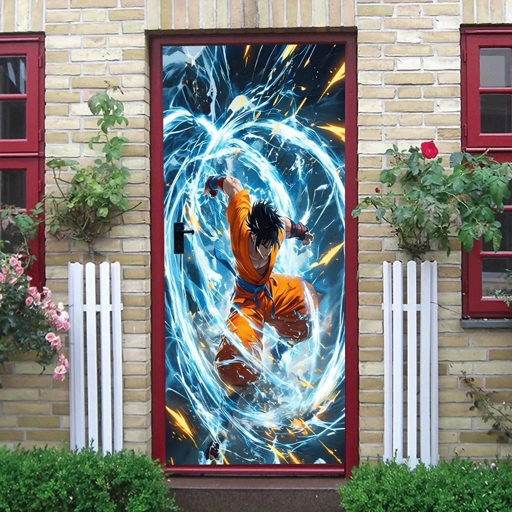 Dragon Ball Goku Kamehameha Stereo Wall Stickers Anime Decorative Stickers for Kids Room Bedroom Removable Self Adhesive Wallpaper Decals Boys Room Wall Decor Supplies Women's clothing