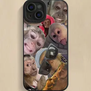 Cute Monkey Pattern Phone Case, Shockproof Phone Protective Cover, Phone Accessory Compatible with iPhone 17 16 16E 15 14 13 12 11 Plus Pro Max Mini, Casing  Protection