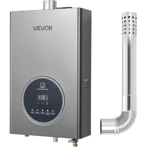 VEVOR Propane Tankless Water Heater, 4.3Gal Indoor 100000 BTU Instant Hot Water Heater, Smart Temperature Control & Clear LED Display & Multiple Security Protections for Whole House, Silver Gray