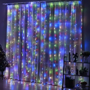 1/2 PCS Fairy Curtain Lights, 300 LED Dimmable Fairy Lights with Remote and Timer 8 Modes USB Powered String Lights for Room Wall Party Xmas Indoor Decor colorful version(3m*3m)