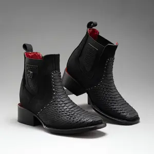 Cowboy Square Toe Cowhide Leather Ankle Boots - Premium Full Engraved Leather, Rodeo Style Made in Mexico for Women
