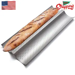 Nonstick Baguette Pans for French Bread Baking 15" x 6.3", Silver