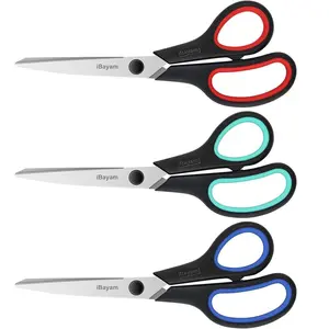 3-Pack 8" Heavy Duty Scissors with Ultra Sharp Blades and Comfort Grip Handles - For Office, Home, School, Sewing, and Crafts