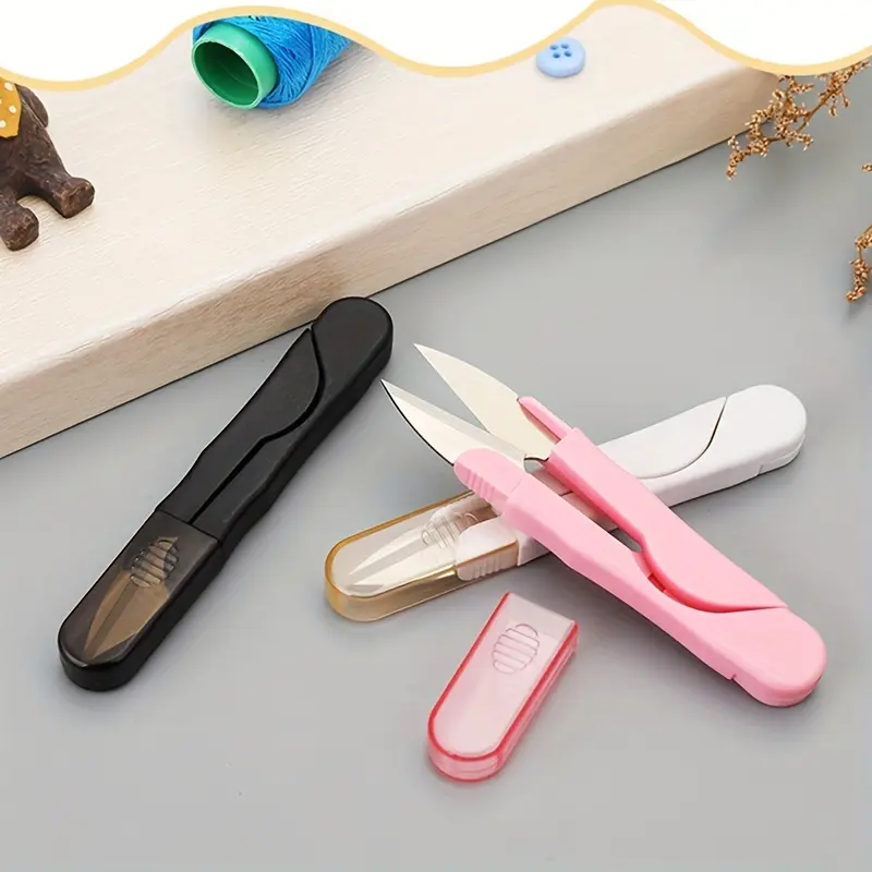1pc Safety Sewing Scissors - Thread Cutting, Embroidery Cross Stitch U-Shaped Scissors with ABS Handle, Ideal for Crafts and Sewing Projects, Crafting Essentials | Durable Scissors, Sewing Accessorie, Sewing Supplies Crafts, Sewing Tools