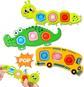 3PC Fidget Popper Sensory Roly-Poly Toys for 12+ Month Babies, Airplane Travel Activities, Valentine Gift & Easter Basket Stuffer for 1-3 Year Old Girls Boys, Goodie Bag Fillers