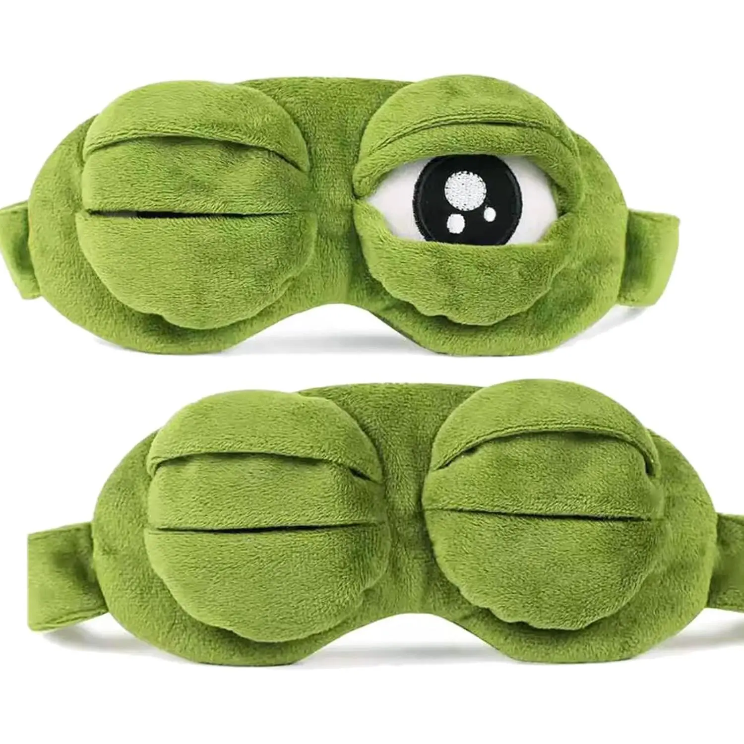 2Pcs Sleep Eye Mask for Women, Eye Mask for Sleeping, Cute Sad Frog Blindfold Plush Funny Eye Shade Cover for Travel Yoga Nap Block Out Light - Soft Cotton Inside for Sensive Skin