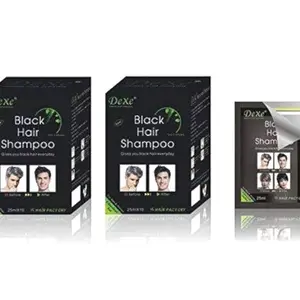 Set Of 2 Dexe Black Hair Shampoo Combo Pack Instant Hair Color Dye - 20 Sachets Pack
