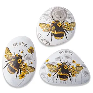 Bee Painted Art Rocks | Inspirational Decorative Resin Stones