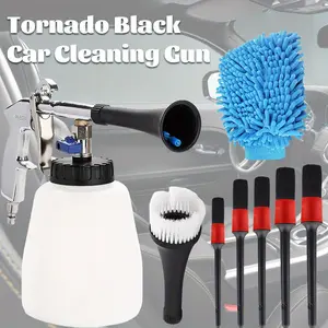 [Japanese Standard Connector] 1 Set Tornado Car Wash Tool Kits,Revolutionary Air,Powered Dust Cleaner for Engine Compartments and Interior Detailing,1 Spray Bottle,1 Cloth,5 Brushes