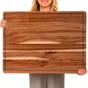 24/20 inch large wooden cutting board with juice trough, chunky Akashic chopping board, large restaurant cheese plate, food preparation and eating board, vegetable and cheese cutting board