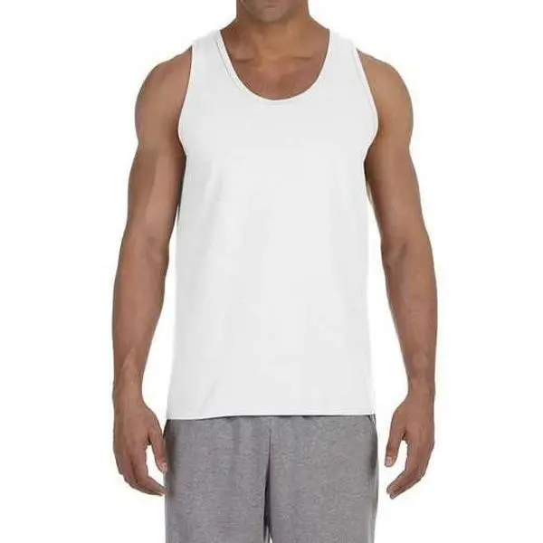 Men’s Heavyweight Cotton Sleeveless Tank - Gildan G220, Casual Classic Plain Gym Workout Essential, 100% USA Cotton Unisex Menswear Socks