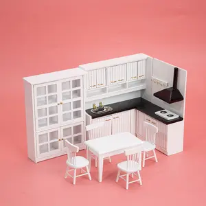 1:12 Dollhouse Miniature Wooden Display Cabinet, Four-Door Bookshelf, Kitchen Furniture Model, Kitchen Pretend Play Set, Perfect for Collectors and Birthday Gifts