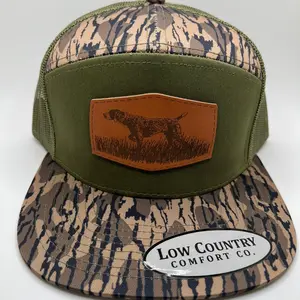 Pointer leather patch on a green BL Camo 7 panel hat