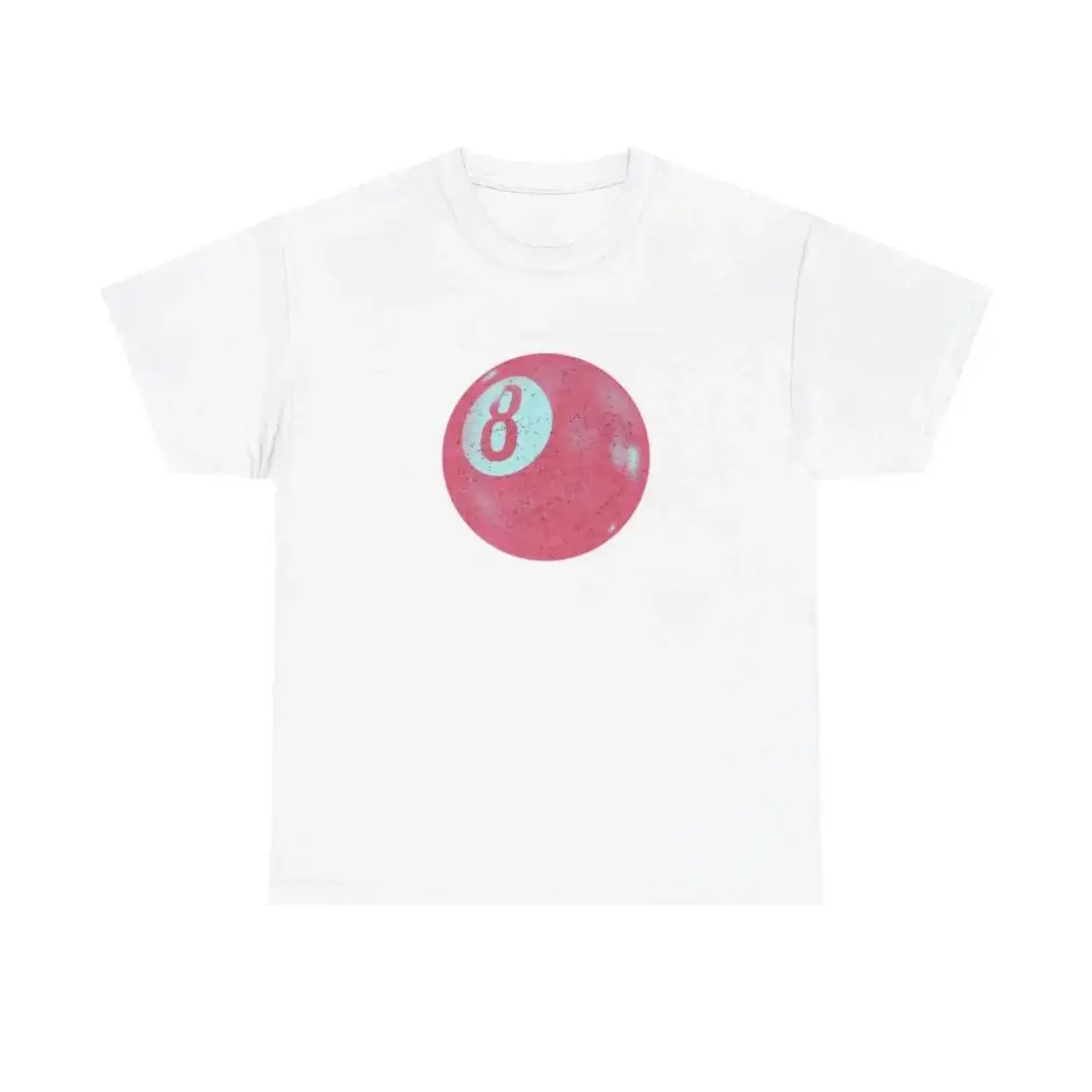 Unisex Short-Sleeve Round Neck Graphic T-Shirt, Casual Pink Viral 8-Ball Aesthetic Top, Trendy Sports Streetwear for Men & Women (Black-Pink Print)