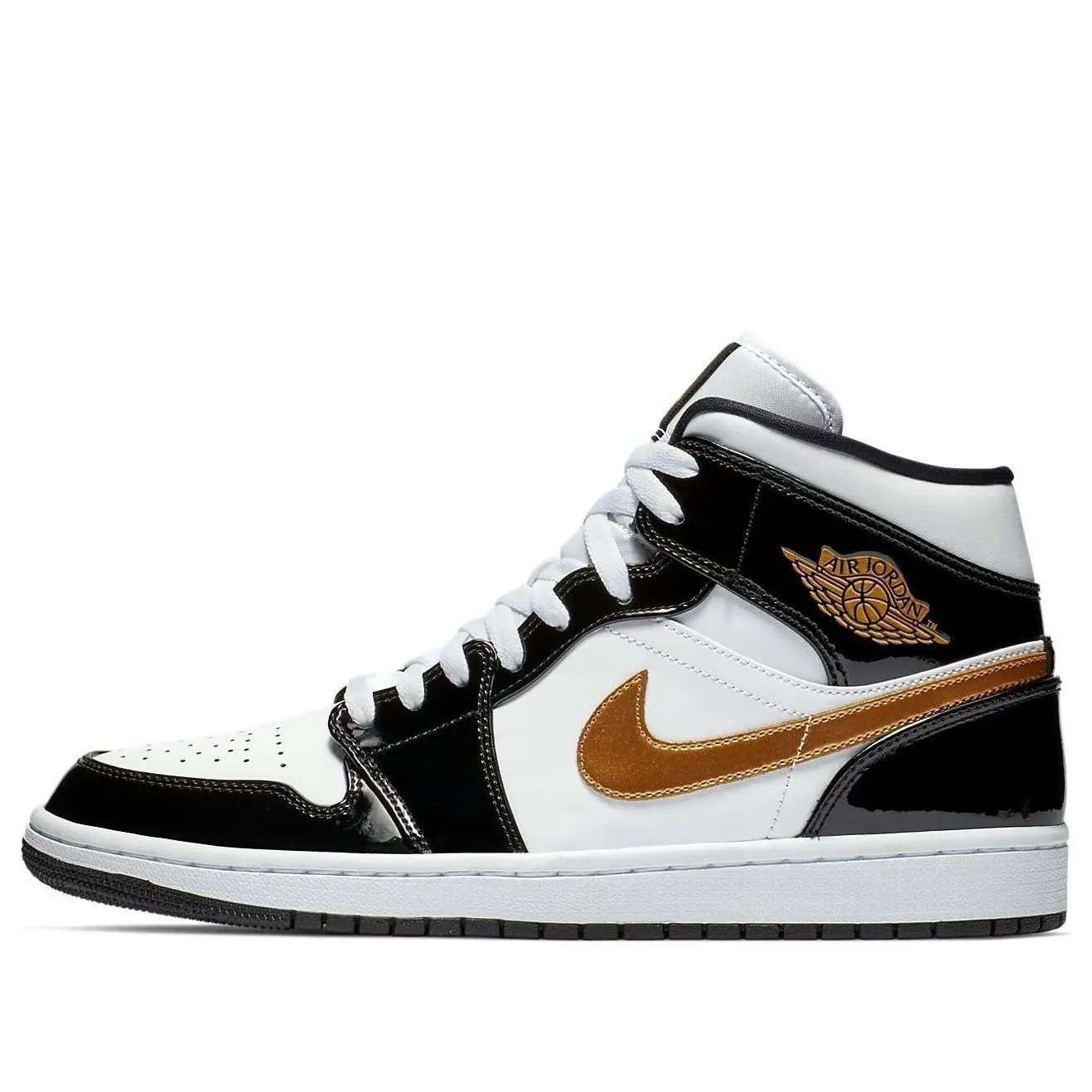 Air Jordan 1 Mid Patent 'Black Gold' 852542-007 Air Jordan 1 Mid Patent 'Black Gold' 852542-007