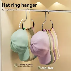 Stainless Steel Hat Organizer Set 2 Counts Hangers for Closet Baseball Caps Scarf Necktie Holder Compact & Easy Install