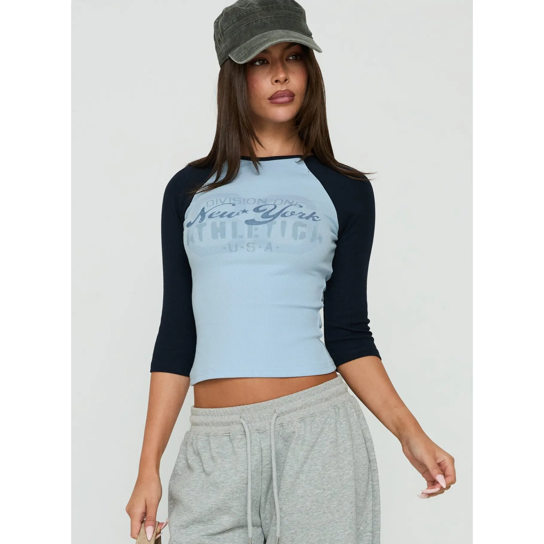 New York Love Raglan Graphic Top Blue / Navy