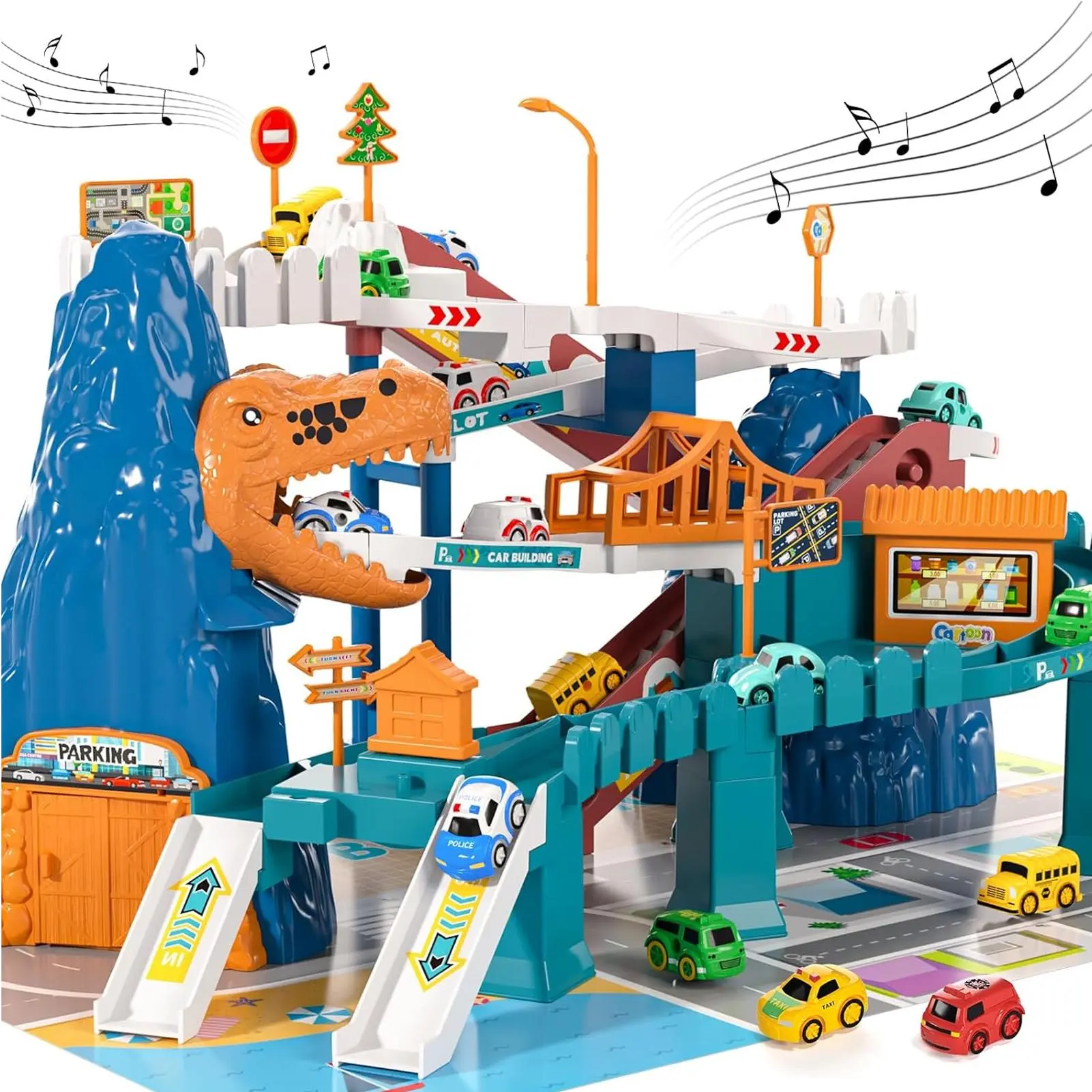 Dinosaur Race Track Playset Toys,Car Ramp Track Set Toys,Adventure Car Garage Parking Toy,MerryChristmas Gift,Brithday Gift