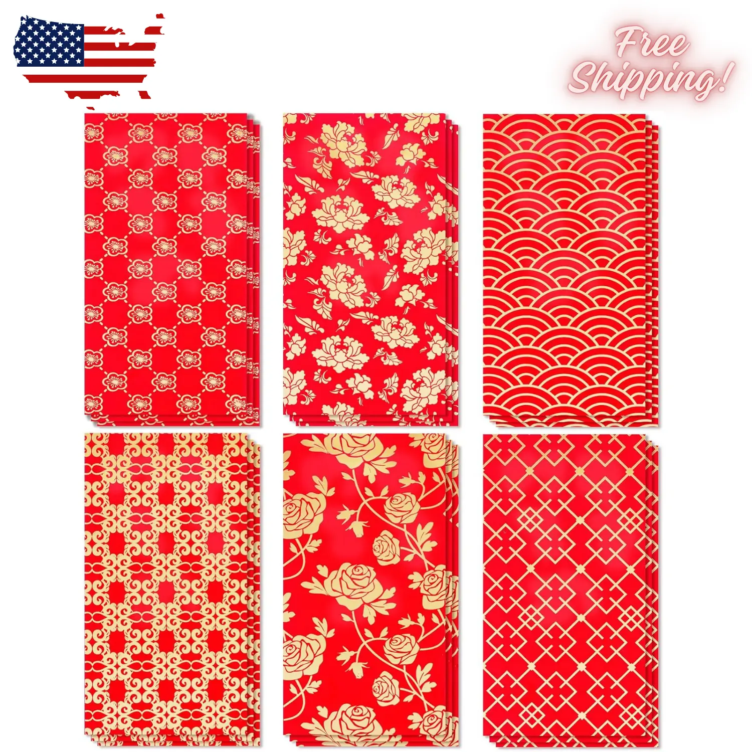 Chinese New Year Red Envelopes, Red Envelopes Chinese New Year Decorations 2026 (18 Pcs 6.5 * 3.5in)