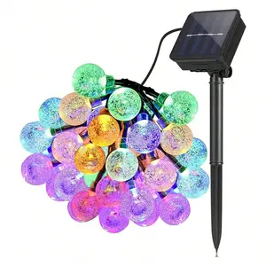 Solar String Lights Outdoor Garden, 21ft 30 LED Waterproof Fairy Lights, Solar Globe Crystal Ball Decor Festival Colourful Light For Yard Party Wedding Patio Christmas Decoration (Multicolor)