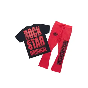 Keve Black/Red T-Shirt/Knitted Mohair Flare Pant Set