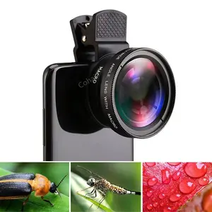 0.45X mobile phone wide-angle lens, 10X mobile phone camera lens kit macro lens, suitable for iPhone, Android phones/Samsung /OnePlus and most smartphones