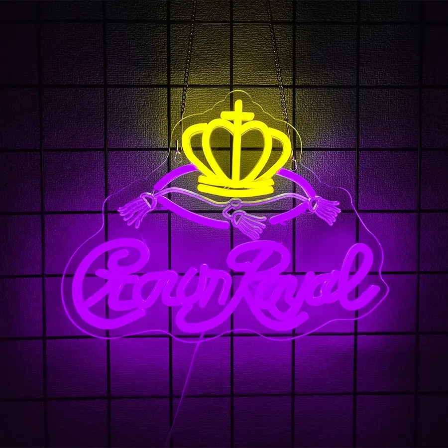 Crown Neon Sign for Bar Wall Decor, Royal Beer Lights Signs Whiskey LED Sign for Bar Man Cave Bedroom Home Shop Pub Bistro Party Hotel Game Room Decor Gifts, Home Decor Lighting, Decorative Ambiance Lighting, USB Powered, Led Decoration Lamp