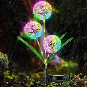 Solar-Powered Dandelion-Style LED Light String, Realistic Flower Design, Waterproof Outdoor Garden Lawn Decorative Lighting