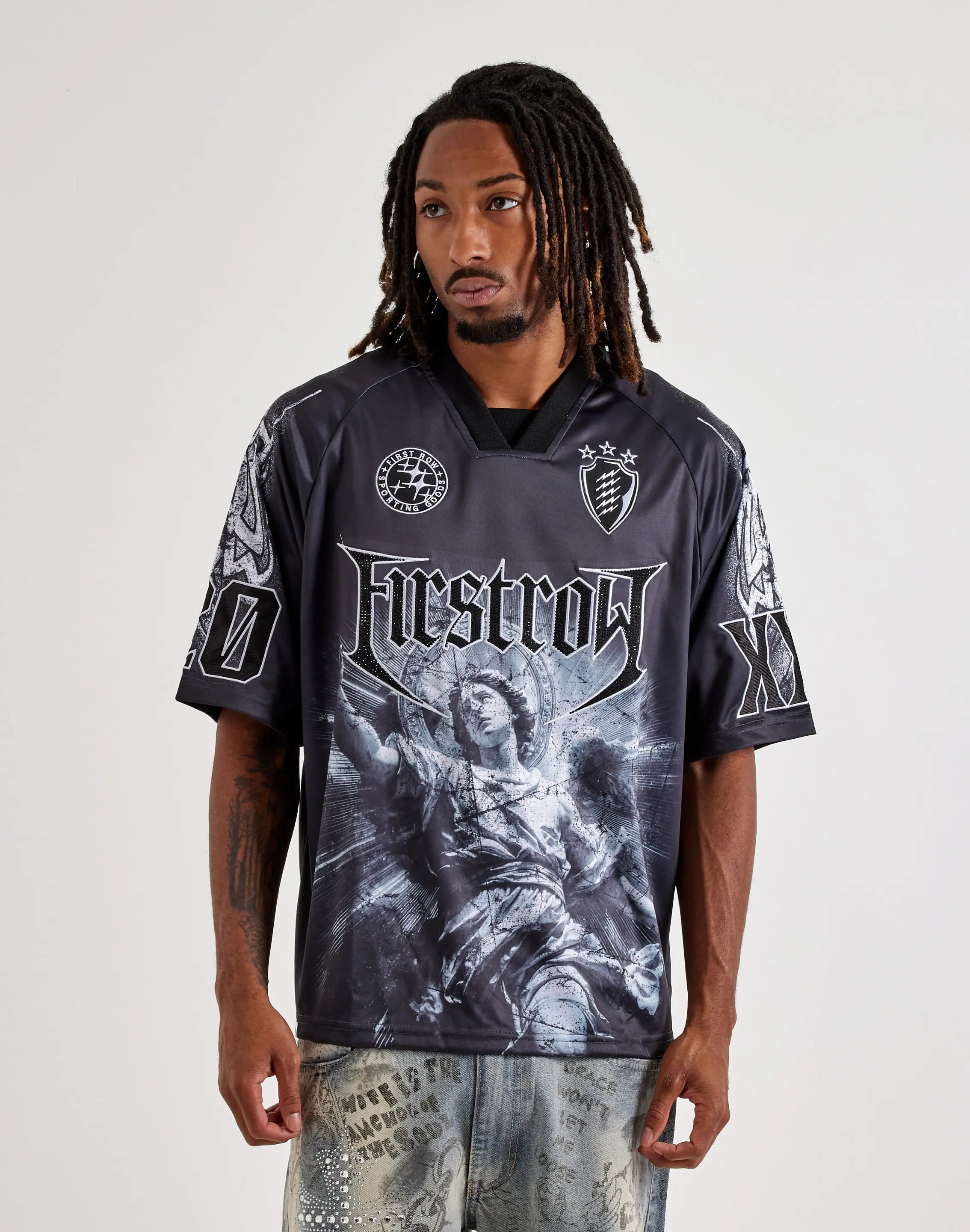 Mens First Row Rhinestone Soccer Jersey