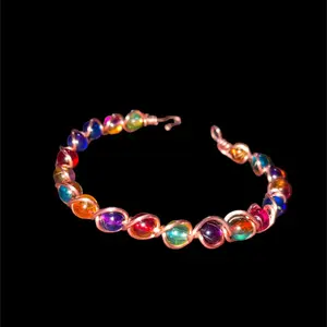 Copper wire/Multi color bead bracelet