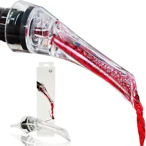 No-Drip Wine Aerator Pourer Spout Rich Bubbles Decanter Improved Flavor Professional Quality Wine Accessories Gift for Wine Lover