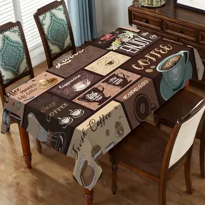 1 coffee themed tablecloth, durable polyester fabric, machine made rectangular dining table cover, Picnic table cover, suitable for indoor/outdoor kitchens, restaurants, parties, coffee enthusiast gifts, fun patterns, easy to care for materials