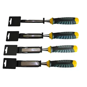 Woodworking knife 4-piece set, woodworking chisel chrome vanadium steel soft rubber handle piercing heart woodworking chisel engraving special flat chisel carpenter tool set