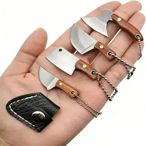 Mini Pocket Knife Set, EDC Keychain Knife 4PCS, Utility Knife with Sheath, Tiny Folding Knife, Camping Hiking Tool, Cool EDC Gadget, Christmas Gift for Men