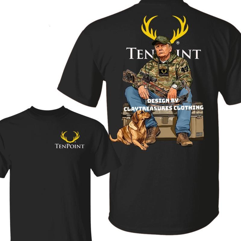 [Sale Up To 55%] Trump Holding TenPoint Archery T-Shirt For Women and For Men, Hunting Lovers, Hunting Season Tee Casual 100% Cotton Top Menswear Shortsleeve
