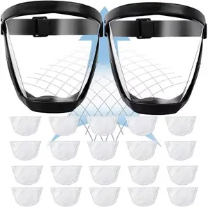 Two full face super protective masks are safe and transparent, suitable for outdoor, kitchen office use, windproof, dustproof and splashproof, reusable Safety