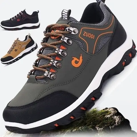Male Durable Outdoor Hiking Shoes - Waterproof, Non-slip, Lightweight Mesh Rubber Closed Footwear, Casual Trainers for Trekking, Camping, Sizes 39-48