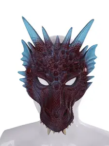 PU Foam Dragon Mask Halloween Mardi Gras Carnival Party Cosplay Accessory, 3D Cross-Border Wholesale Costume Prop