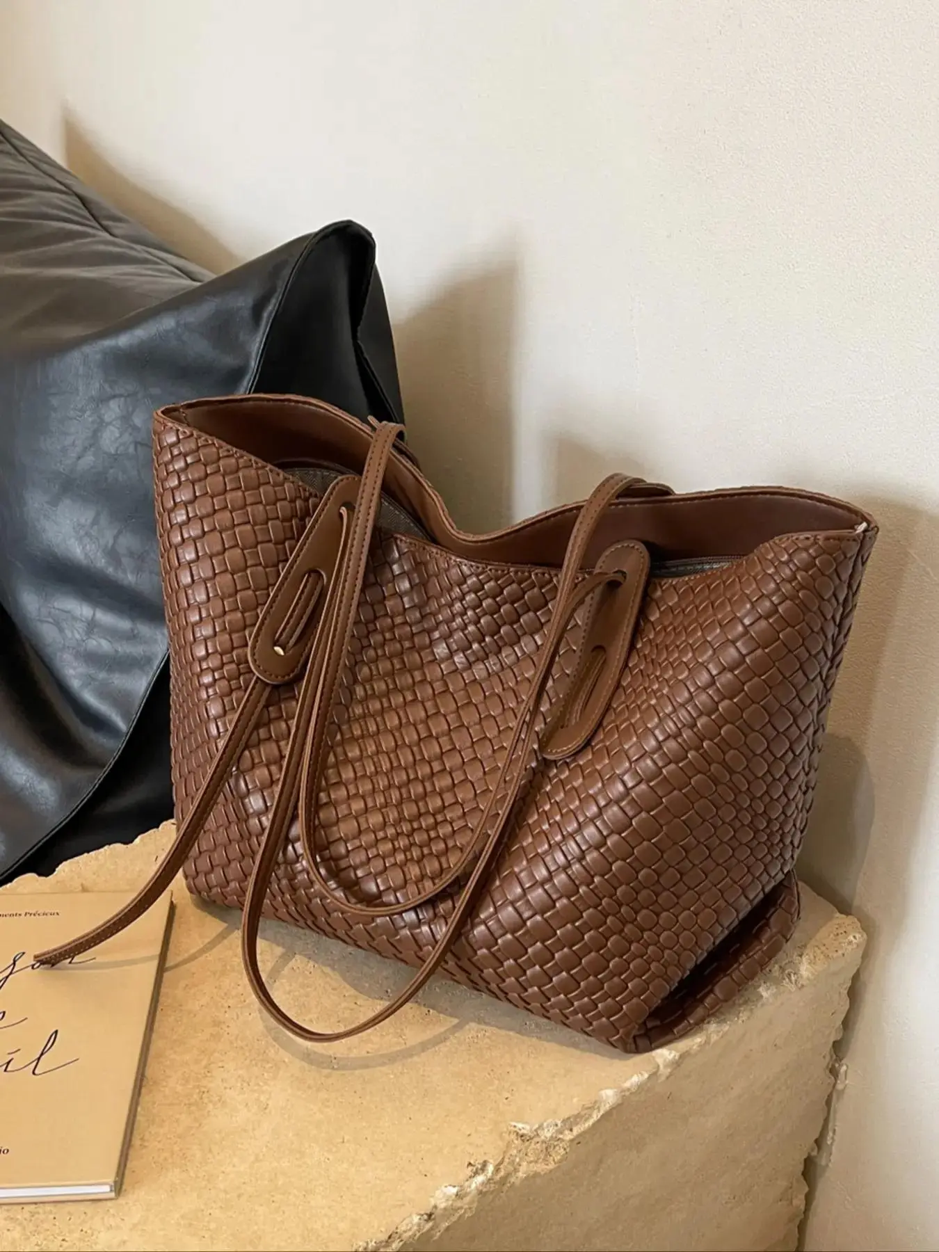 Women's Solid Color  Design Tote Bag, Fashionable Large Capacity Shoulder Bag for Daily Life, Casual Trendy Versatile High-quality Daily Commuting Bag, Stylish Tote Bags, Daily Commuter Tote