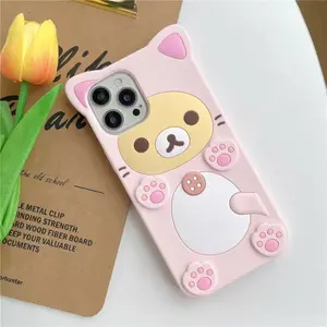 Cute Pink Bear Phone Case For iPhone 16 15 14 13 Pro Max Offers Full-Coverage Shockproof Drop Protection