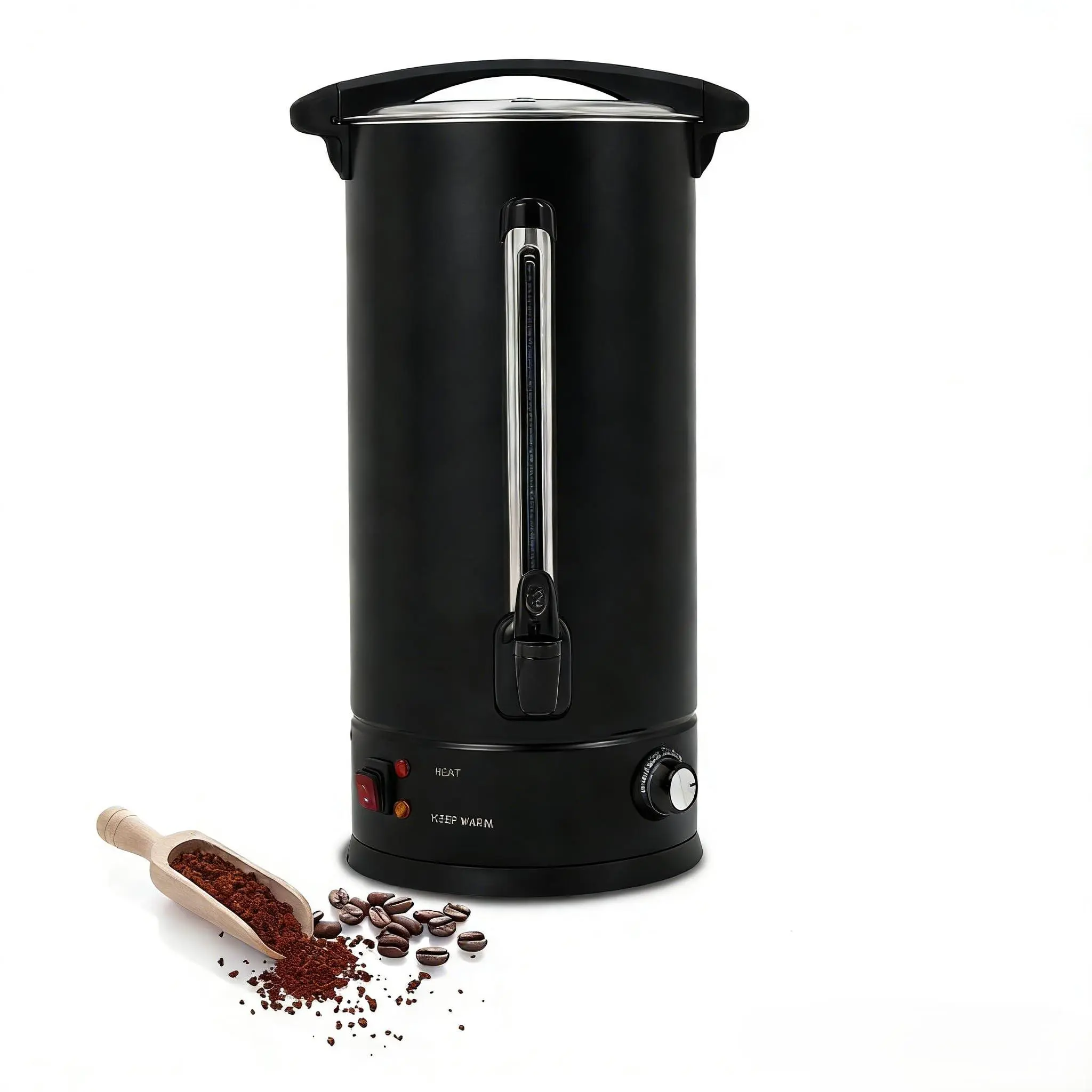 110-Cup Commercial Coffee Urn, 16L /4.2 Gal Double Wall Insulation Coffee Dispenser, Stainless Steel Large Hot Beverage Dispenser with Automatic Temperature Control & Faucet for Party Buffet, Black mixed brown fire pit table metal ground cover