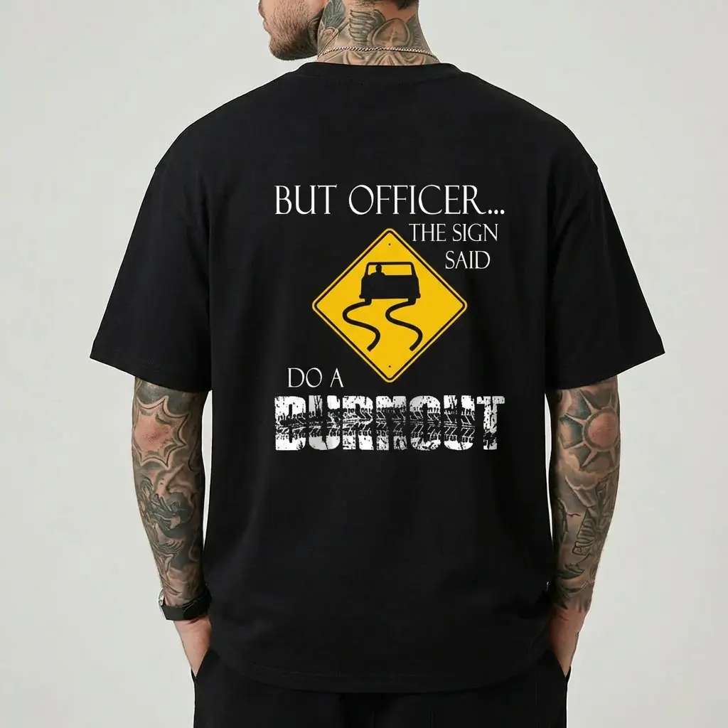 Funny "But Officer Do a Burnout" Graphic Hoodie, Unisex Casual 100% Cotton Pullover, Street Style Apparel for Daily Wear