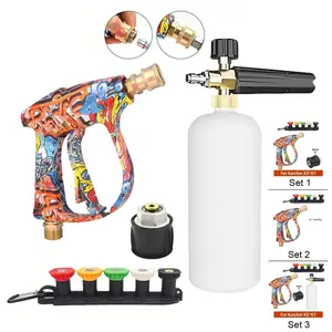 Pressure Washer Water Gun Kit for Car Cleaning Hose Connector For Karcher Quick Connector Adapter and Nozzles Set，Provide three different content options, Foam Sprayer, Car Wash Accessory