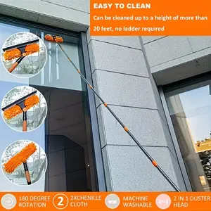 167.32inch Window Cleaner Tool, Two-In-One Cleaning Kit with Scraper and Extension Rod, Home Glass Cleaning Essential, Easy-To-Use Design
