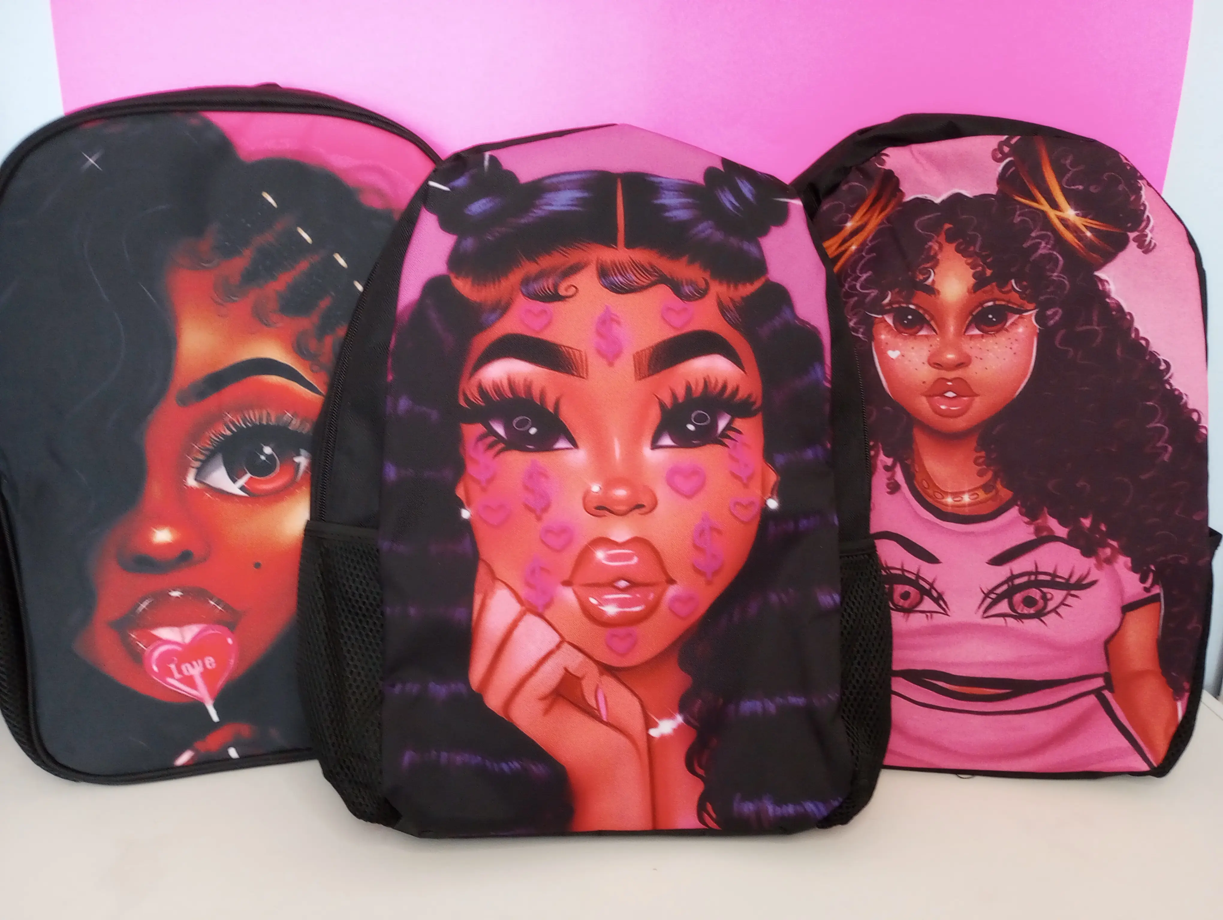 Black Girl Magic Backpack with Mesh Side Pockets pink backpack Black Girl Magic Backpack with Mesh Side Pockets pink backpack