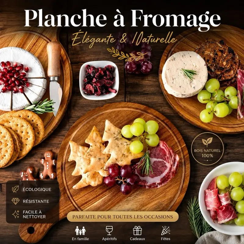 Premium acacia wood serving board round charcuterie &cheese boards