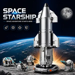 GOQI 8-in-1 Space Rocket Plastic Blocks Spacecraft, 1001PCS STEM Educational Brick Building Block Set (8 Ships Combine into 1 Rocket), Creative Birthday Gift for Kids, Desktop Collectible Decor, Block Set Spacecraft